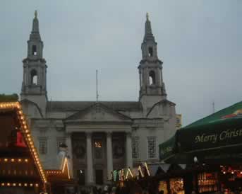 Christmas Market in front of Leeds Civic Hall