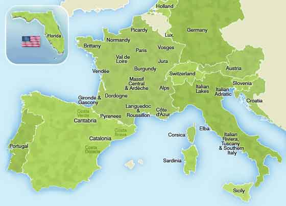 Eurocamp holiday locations Map
