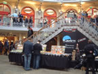 A stall ,double staircase& shops above