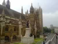 Westminster Hall with Cromwell's statue in foreground