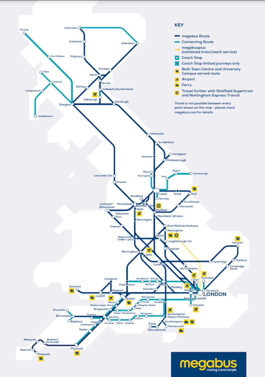 Megabus Bus Route Map